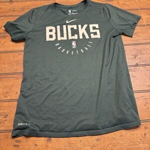 Nike NBA Milwaukee Bucks Basketball Dri Fit Black T-shirt Sz Small Women